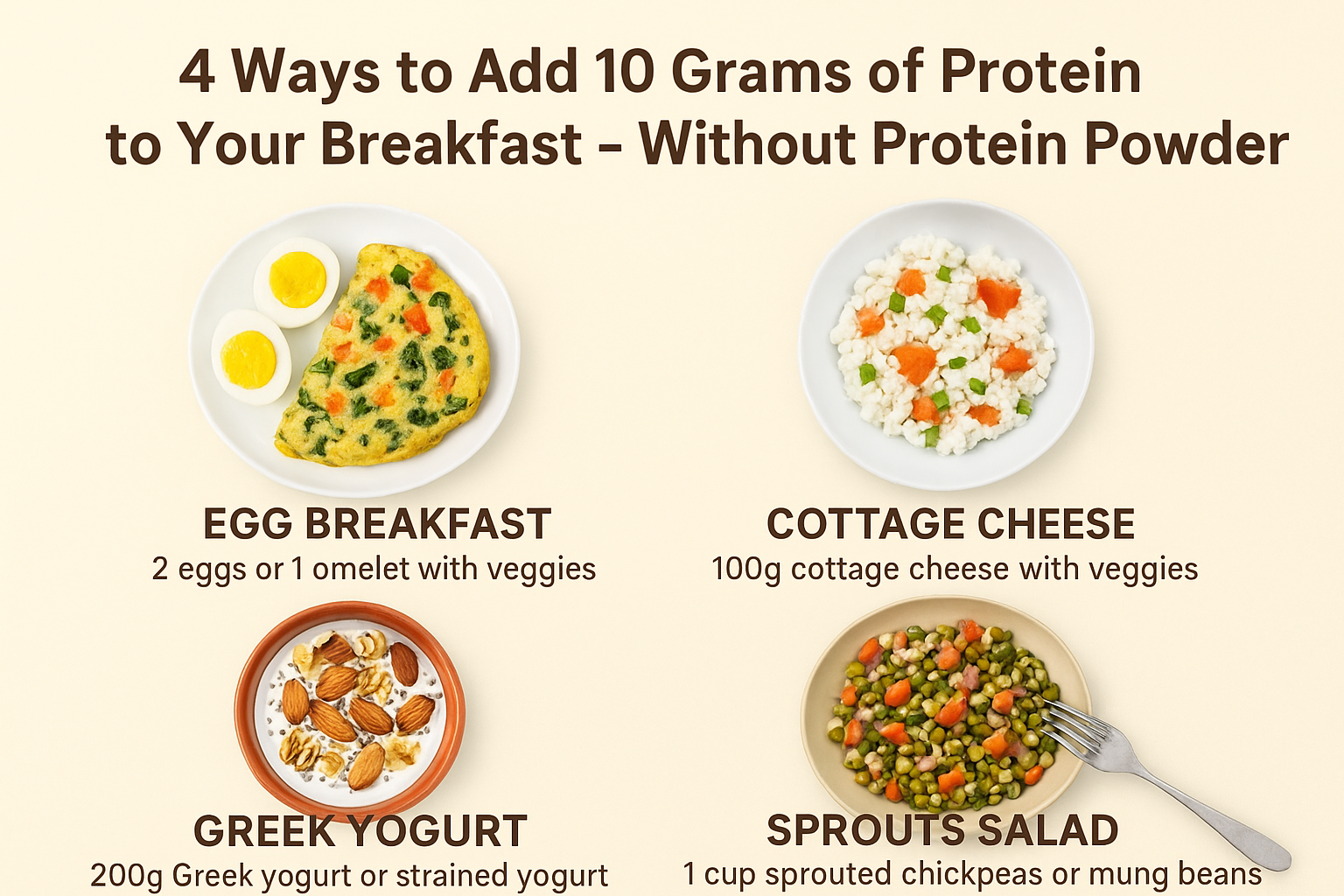 4 Ways to Add 10 Grams of Protein to Your Breakfast-Without Protein Powder | 4 तरीके जिनसे आप अपने नाश्ते में 10 ग्राम प्रोटीन जोड़ सकते हैं – बिना प्रोटीन पाउडर के